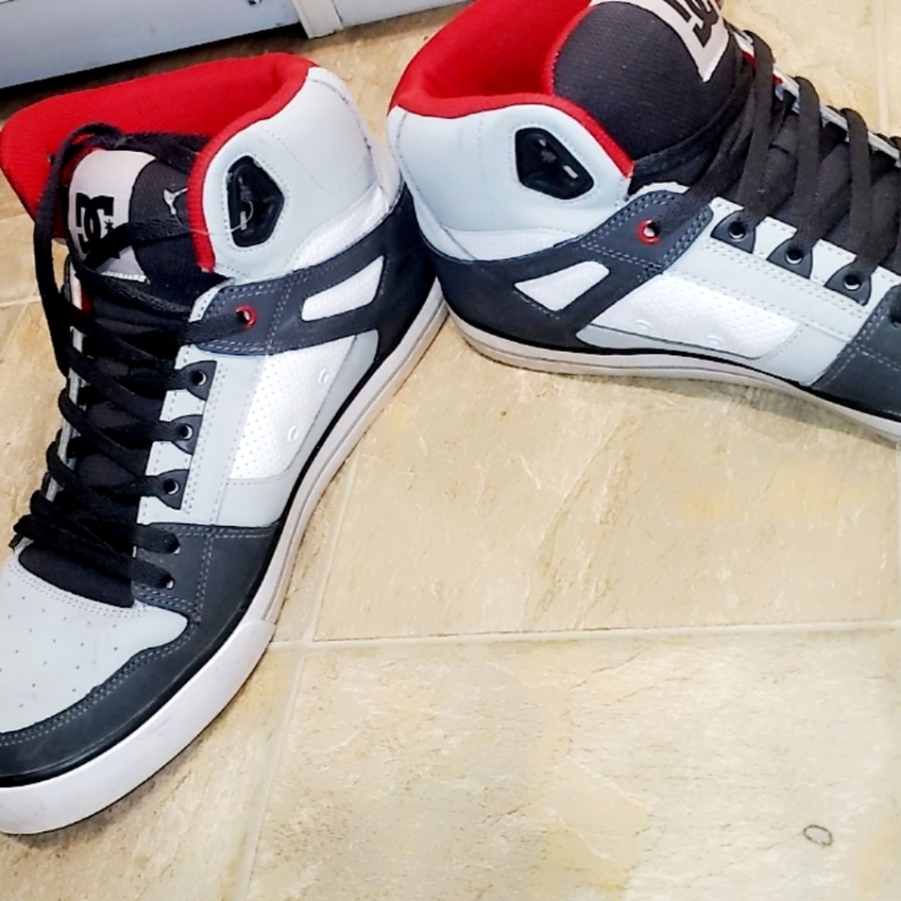 DC shoes size 12 red Grey and dark Grey clours